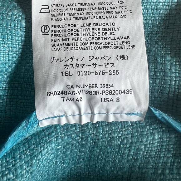 NWOT Valentino Red Two Piece Suit Jacket Skirt blue tweed size 8 Linen blend - Picture 6 of 11